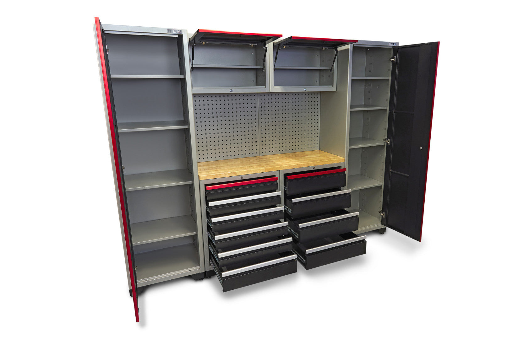 Zostava profesionálneho dielenského nábytku sada 9 dielov 263 × 51 × 204cm HBM