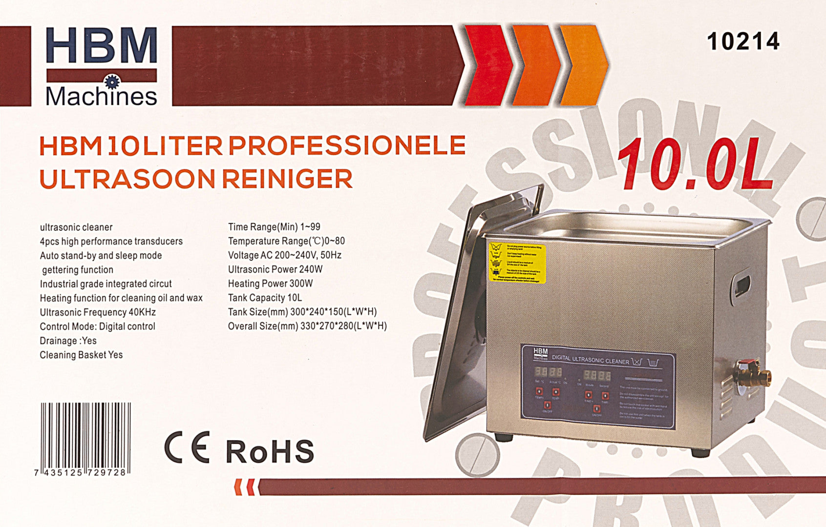 Ultrazvuková čistička 10l HBM