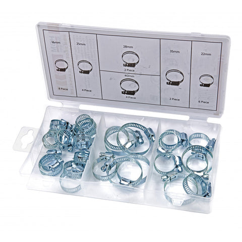 Súprava kovových svoriek na hadice 16–40 mm 26 dielov HBM
