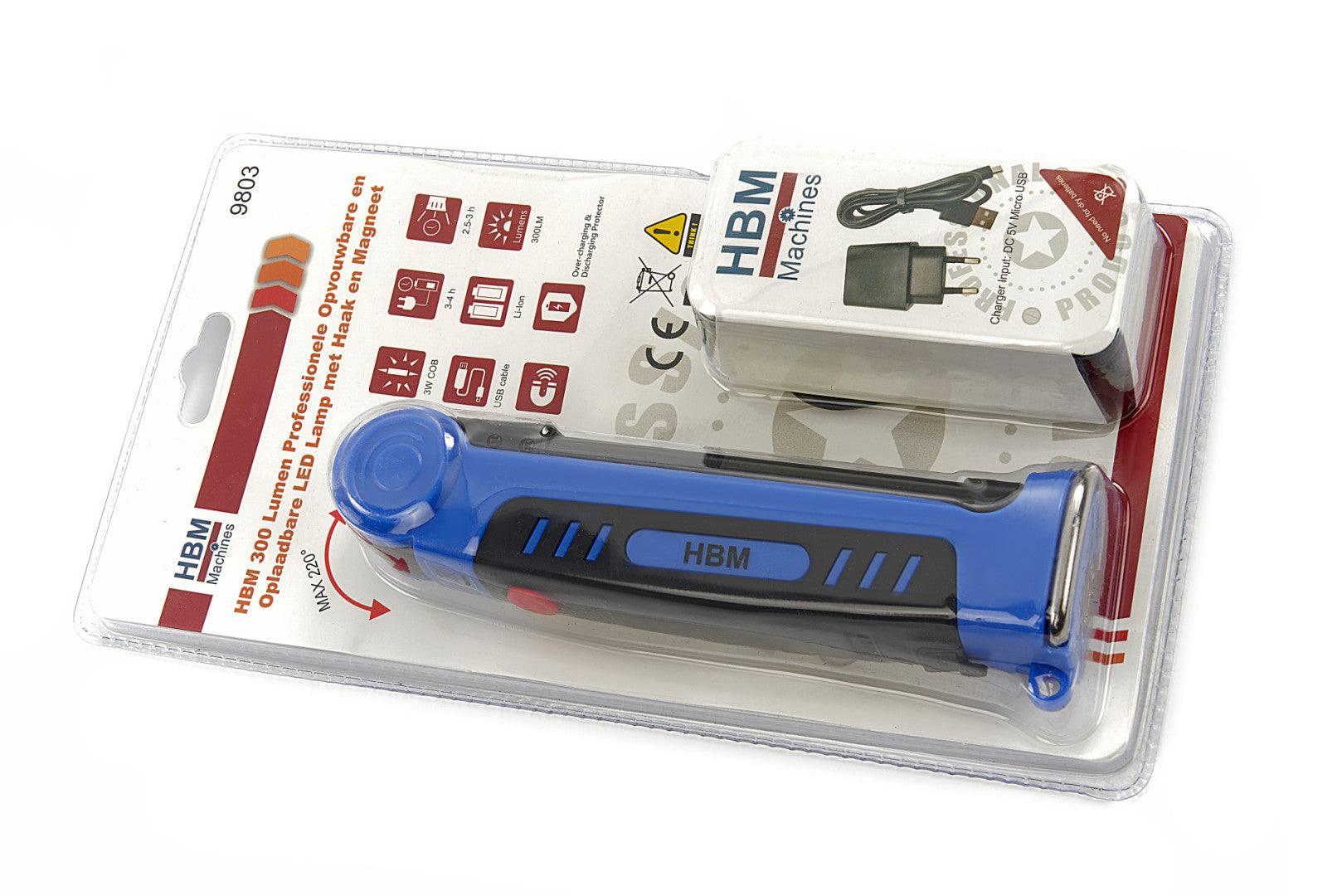 Skladacia a nabíjateľná LED lampa s magnetom a háčikom – 300 lúmenov – HBM