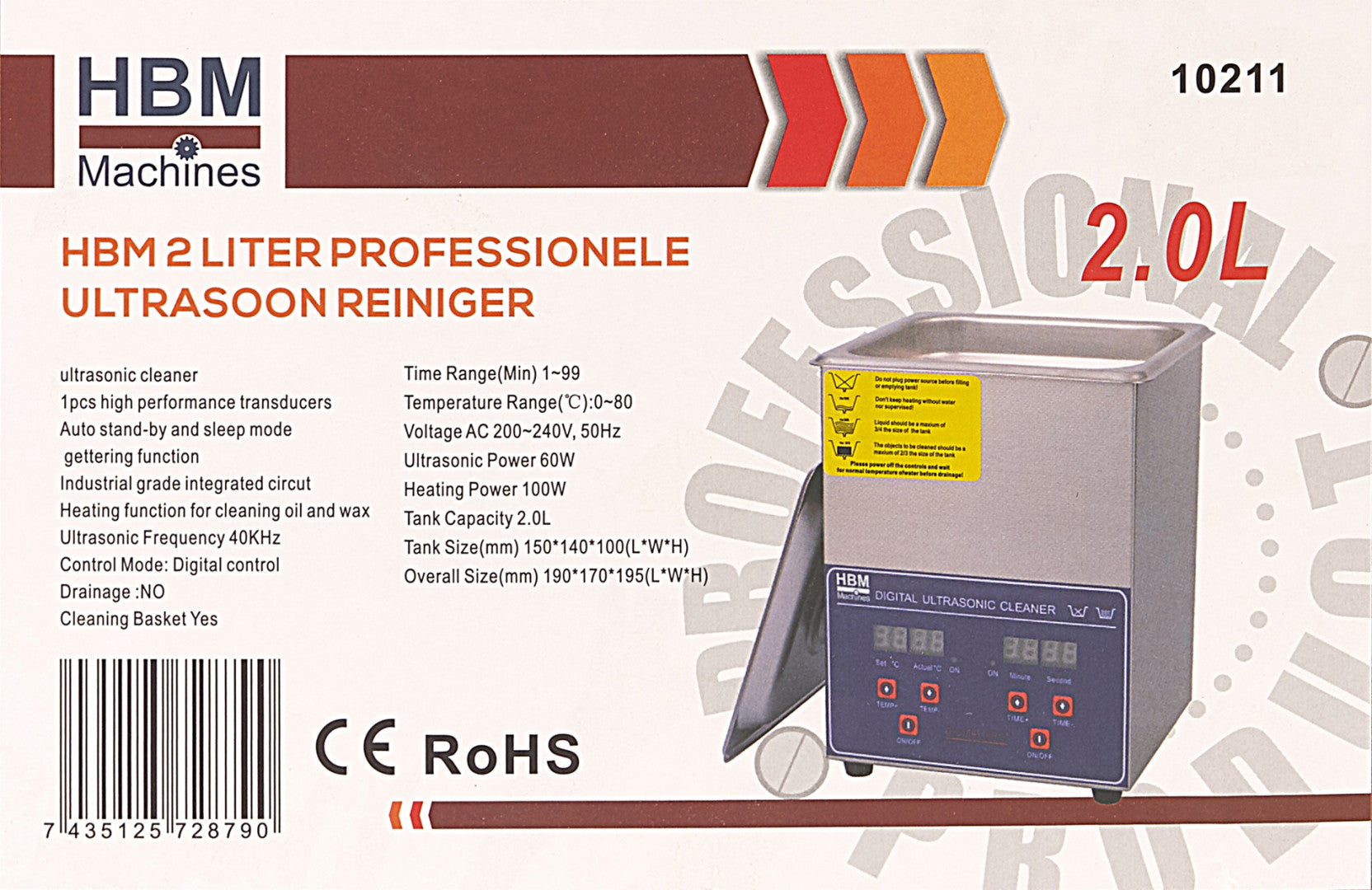 Ultrazvuková čistička 2l HBM