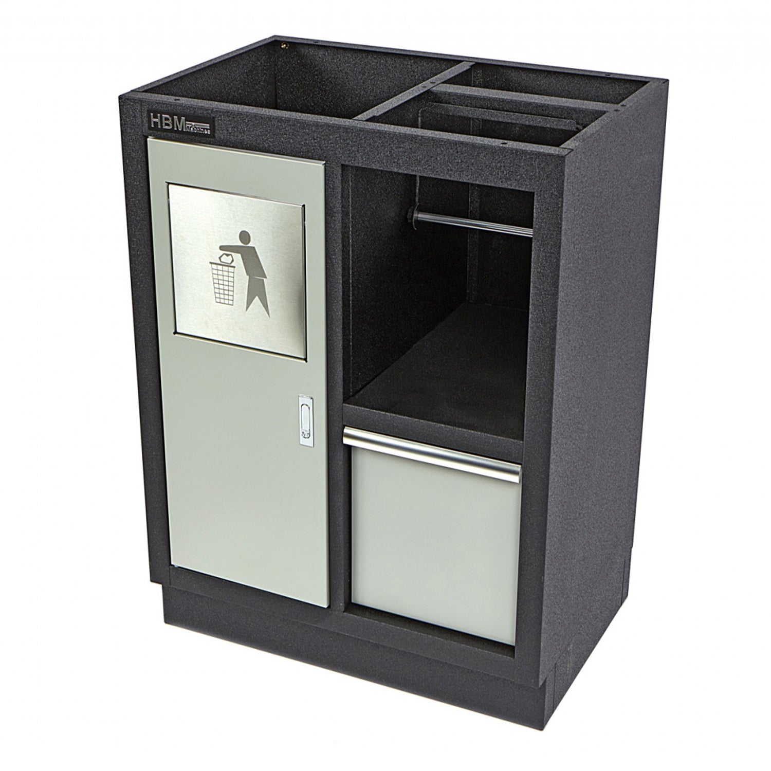 Dielenská skrinka s držiakom na papier a odpadkovým košom HBM