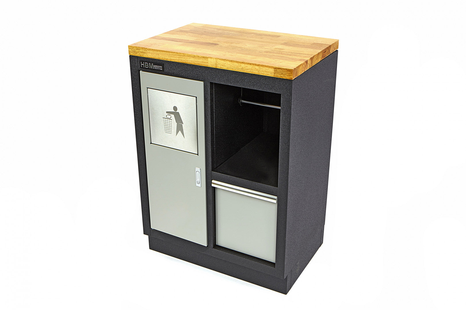 Dielenská skrinka s držiakom na papier a odpadkovým košom HBM