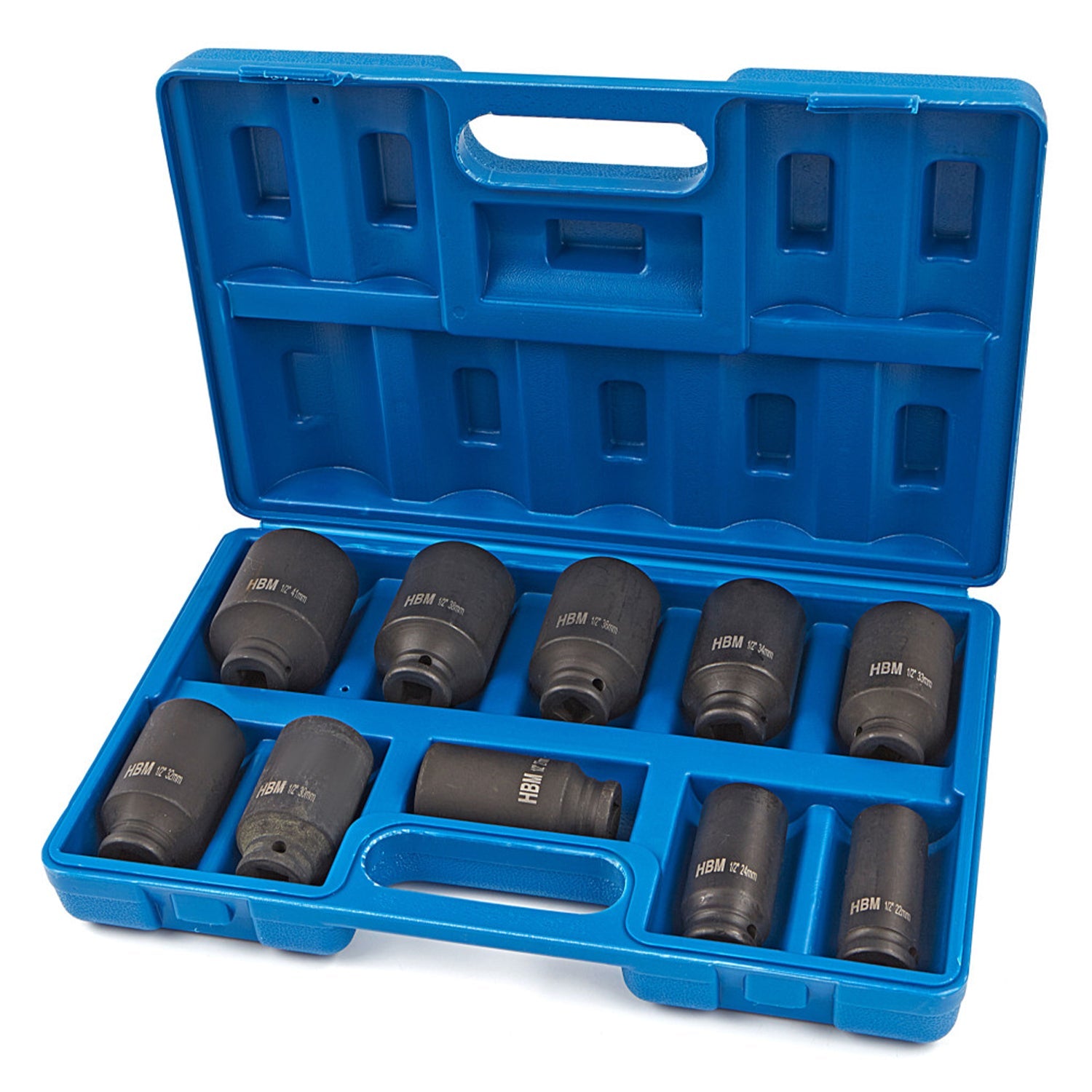 Súprava dlhých rázových nástrčiek 1/2, 22–41 mm, 10 kusov hbm