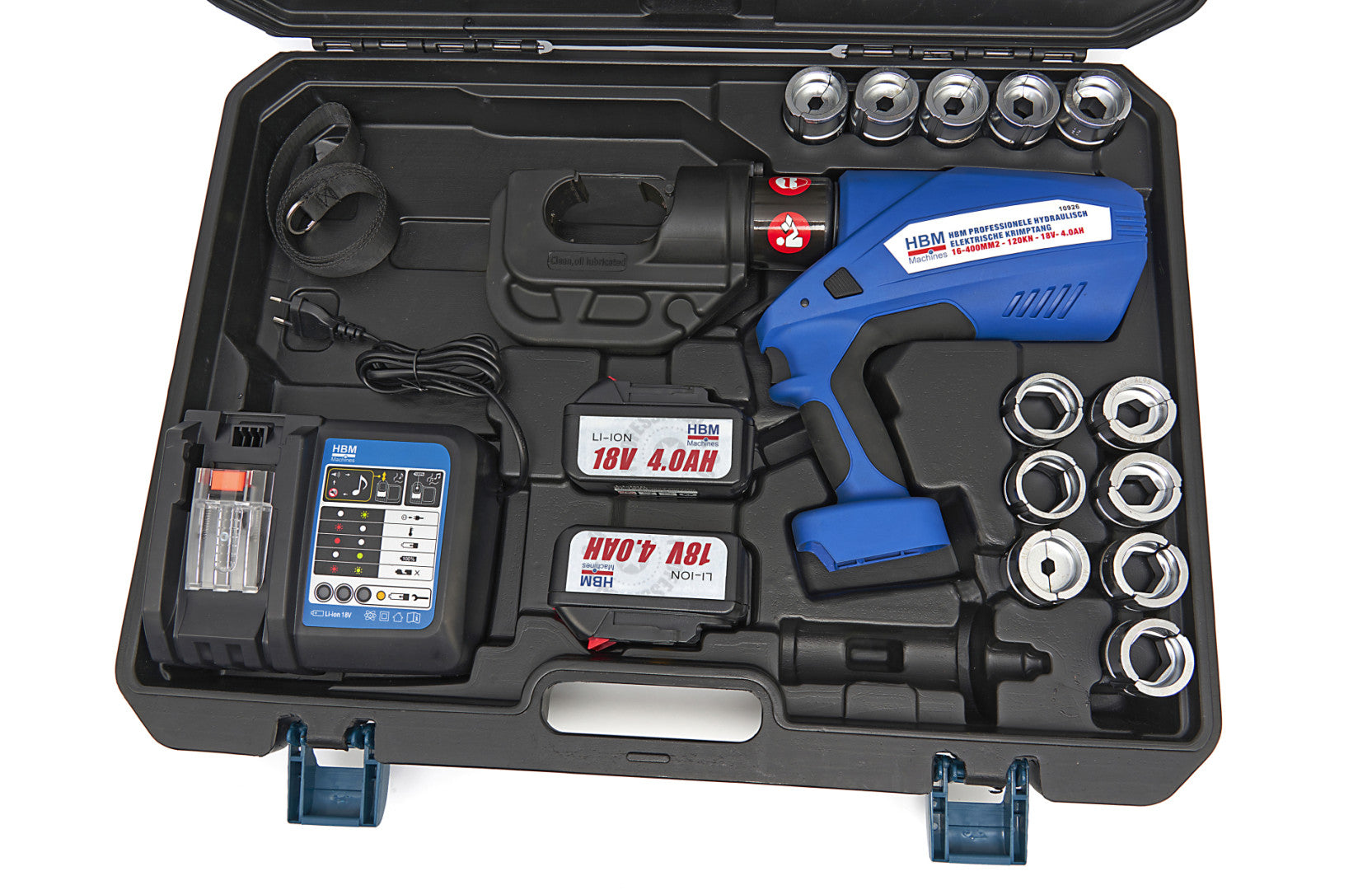 Elektrohydraulické lisovacie kliešte s akumulátorom 4,0Ah 18V 16 – 400mm2 120kN