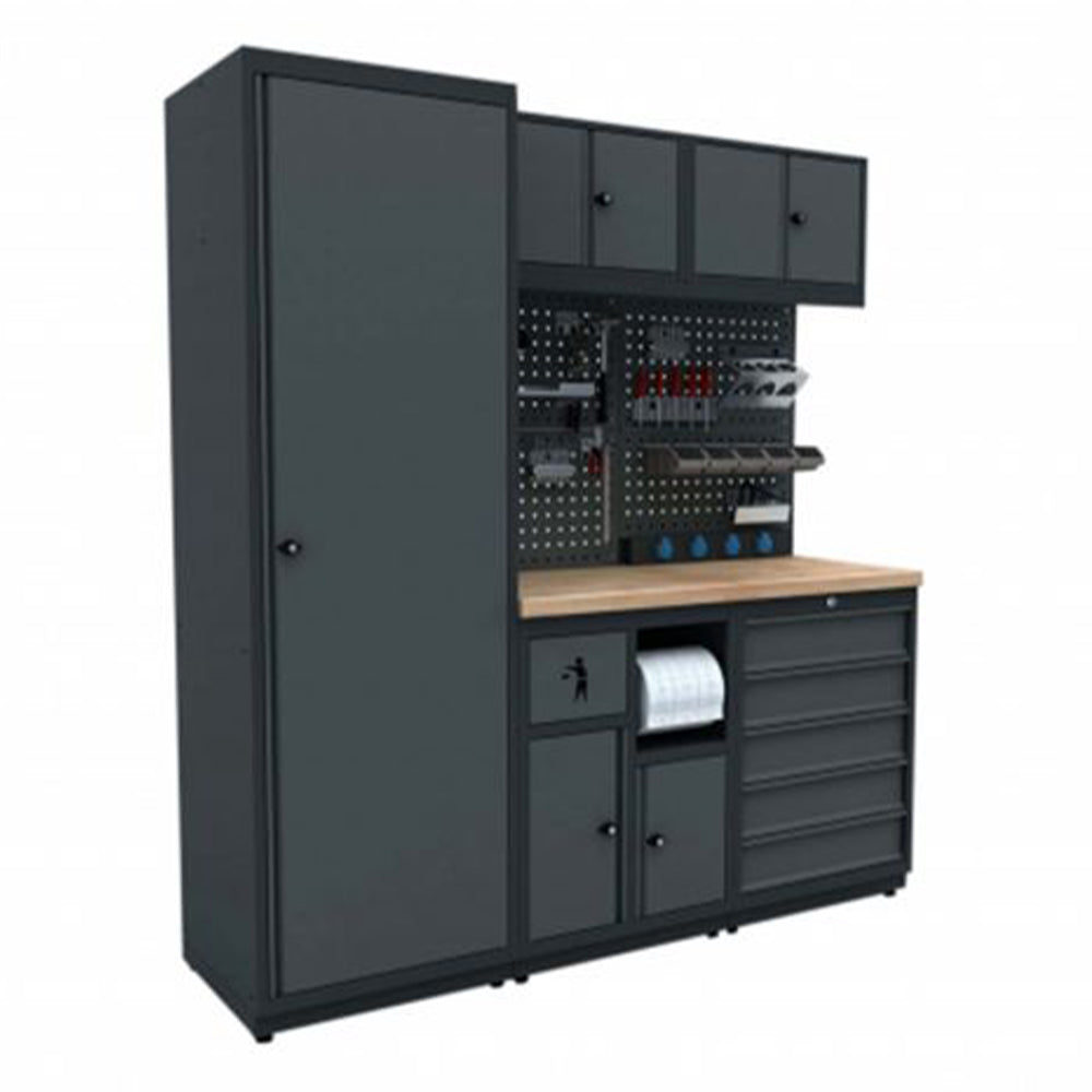 Modulárny kovový nábytok do dielne, zostava s pracovným stolom 1,86m model A