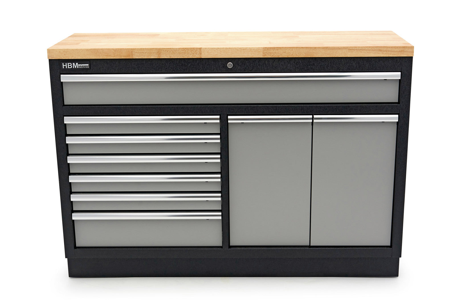 Profesionálny pracovný stôl so skrinkou na náradie, 136cm, 9 zásuviek HBM
