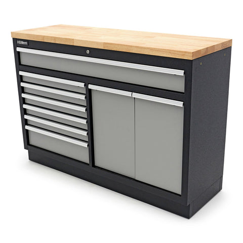 Profesionálny pracovný stôl so skrinkou na náradie, 136cm, 9 zásuviek HBM