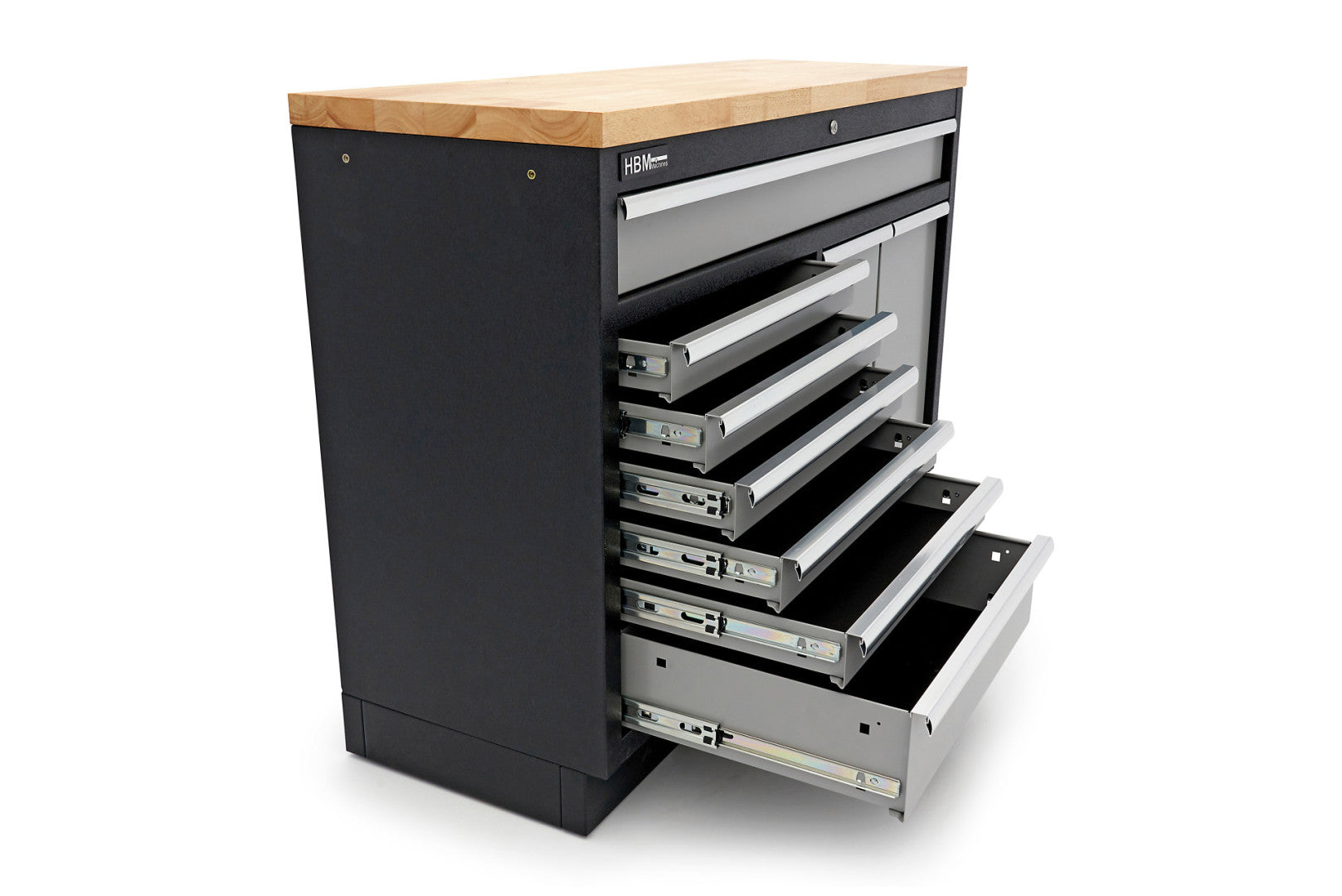 Profesionálny pracovný stôl so skrinkou na náradie, 136cm, 9 zásuviek HBM