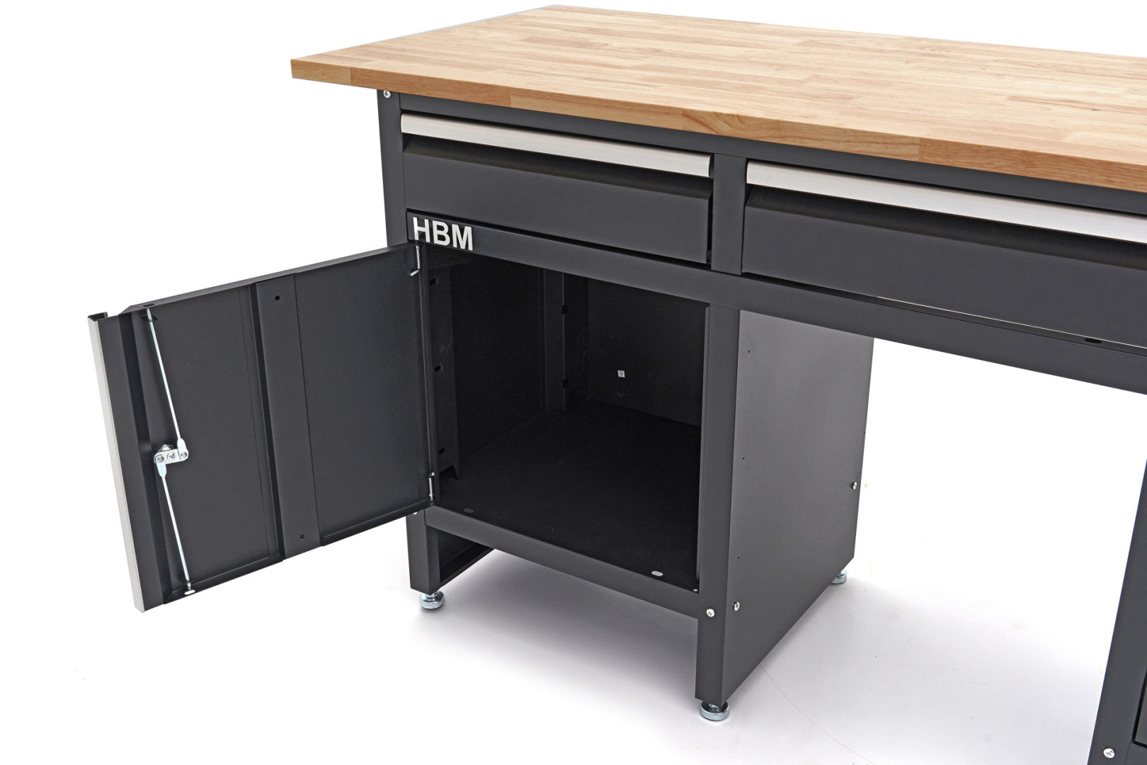 Pracovný stôl do dielne so 6 zásuvkami, 1 dvierkami a drevenou doskou z masívu 171 cm, HBM Machines premium, Holandsko