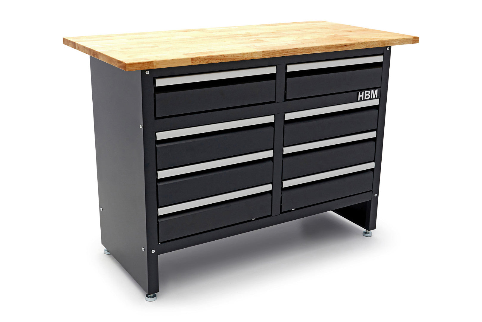 Dielenský pracovný stôl 120cm s 8 zásuvkami a drevenou doskou