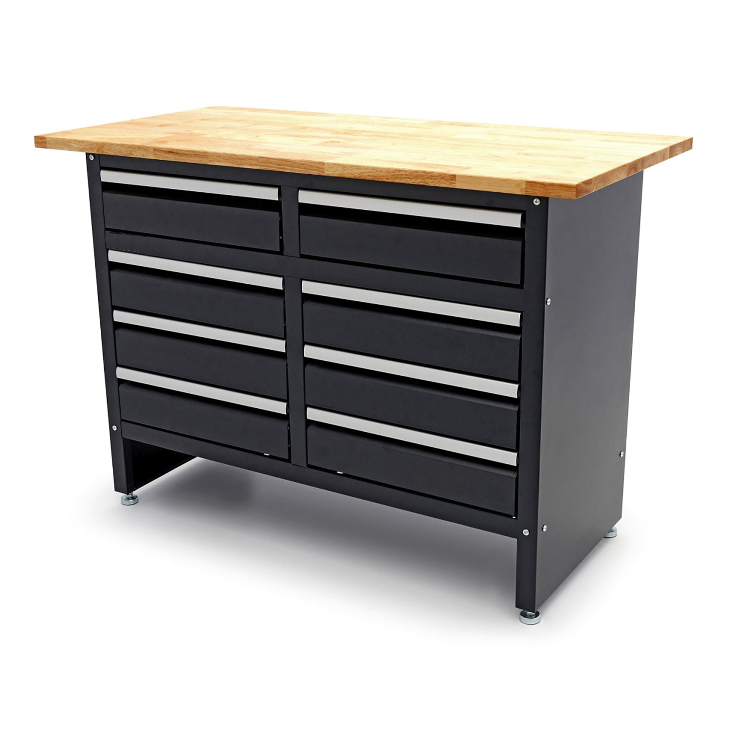 Dielenský pracovný stôl 120cm s 8 zásuvkami a drevenou doskou