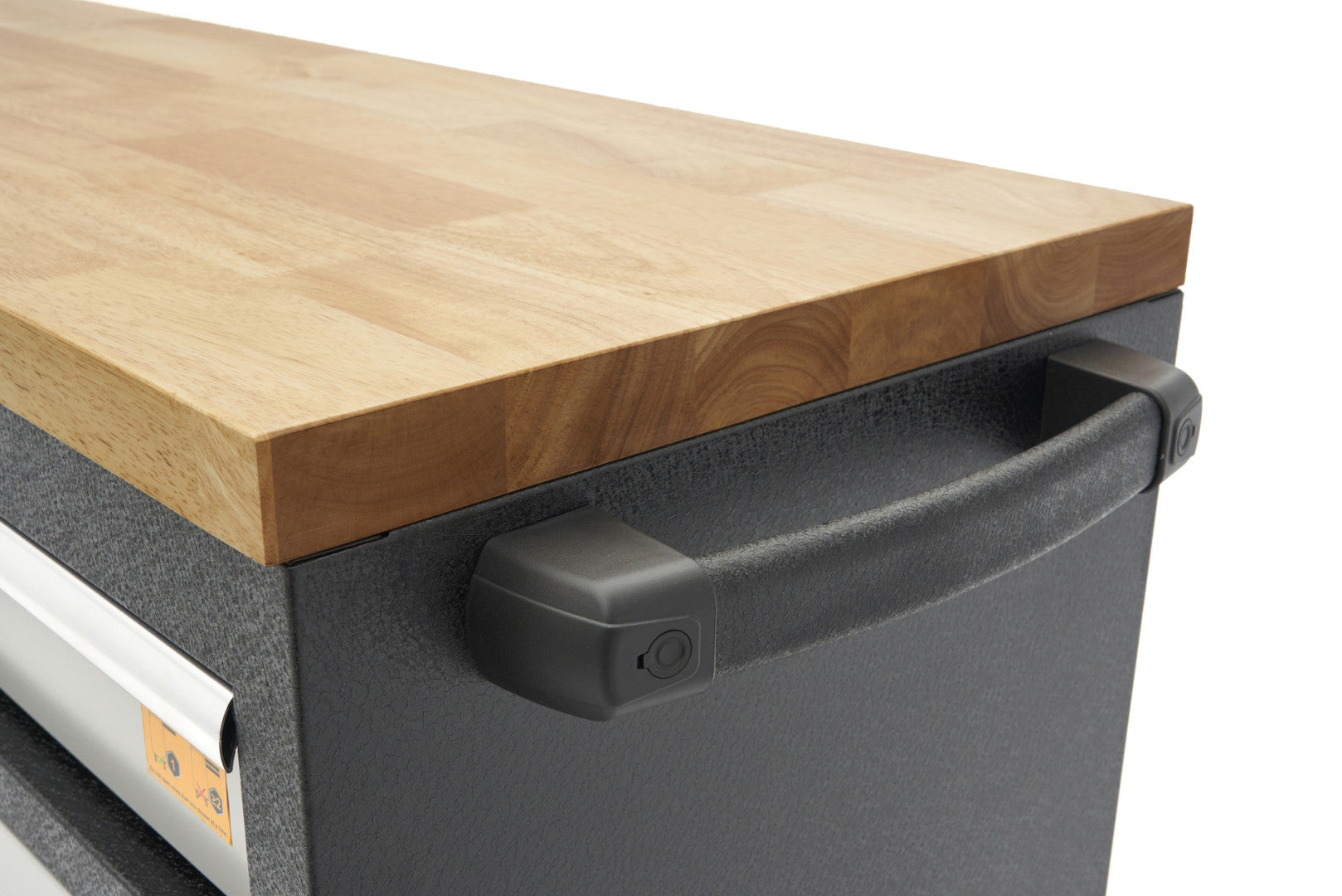 Profesionálny pracovný stôl, pojazdný, s 18 zásuvkami, 168cm, masívna drevená doska, zásuvka 220V / USB, HBM