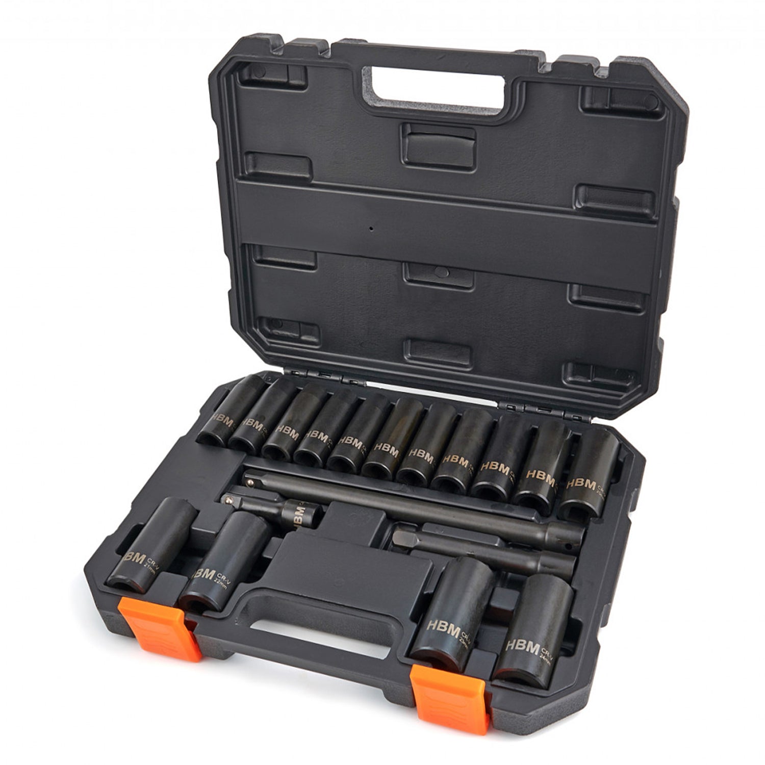 Súprava nástrčiek a nadstavcov na rázové náradie 1/2, 18 kusov, 10–24 mm hbm machines holandsko