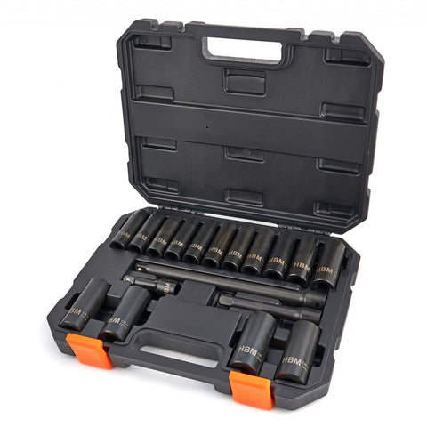 Súprava nástrčiek a nadstavcov na rázové náradie 1/2, 18 kusov, 10–24 mm hbm machines holandsko