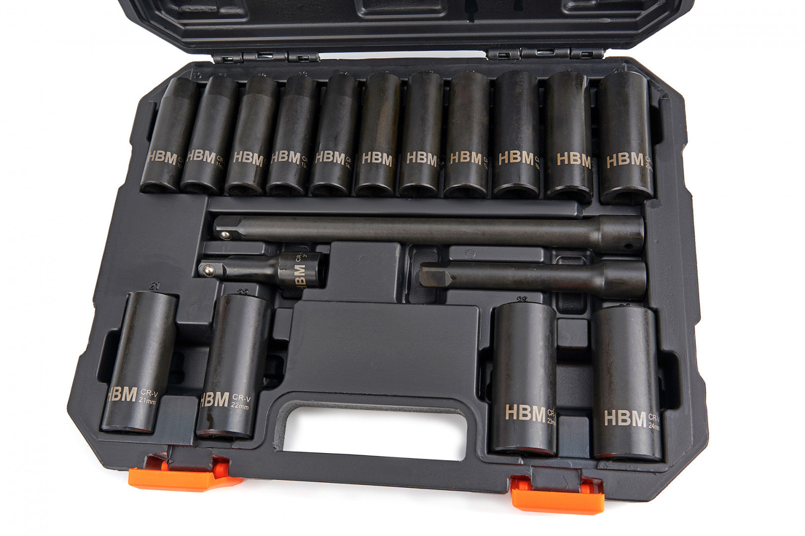 Súprava nástrčiek a nadstavcov na rázové náradie 1/2, 18 kusov, 10–24 mm hbm machines holandsko