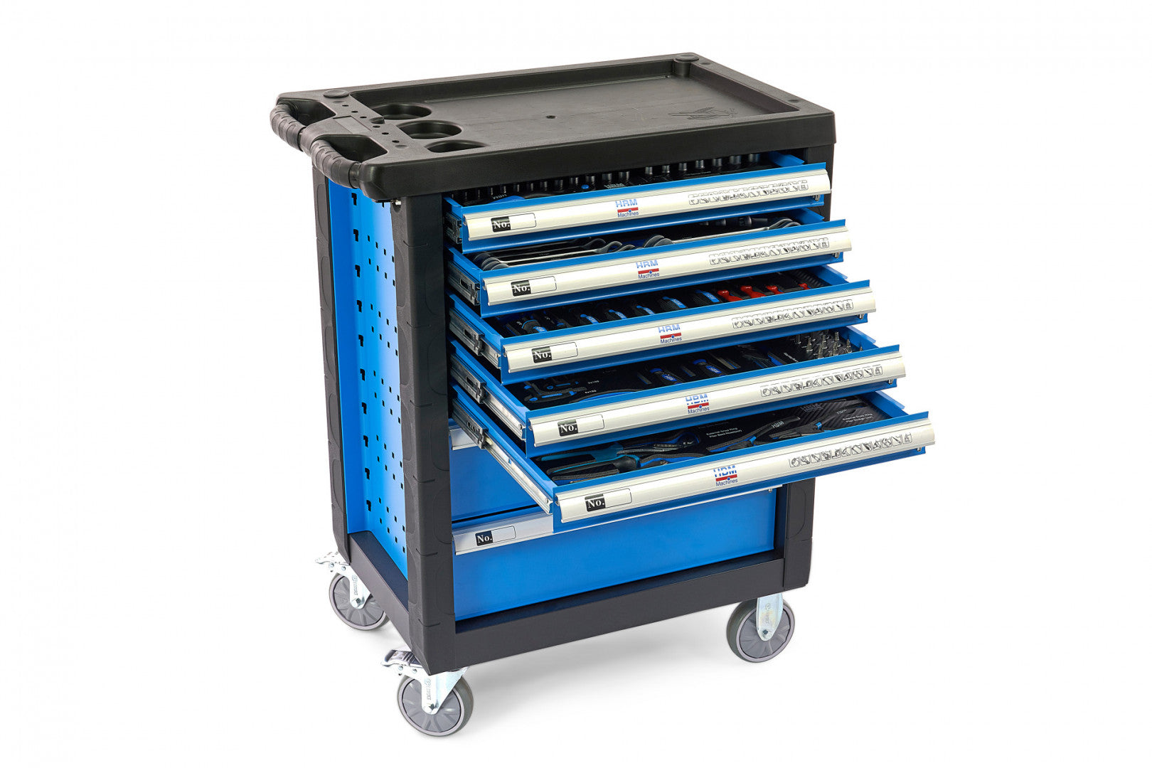 Profesionálna skrinka - dielenský vozík s náradím, so 7 zásuvkami, 196ks náradia, 5 vložiek - premium, HBM Holandsko