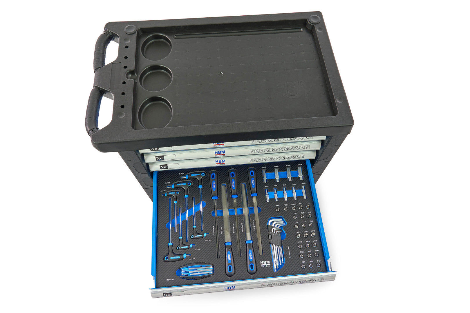 Profesionálna skrinka - dielenský vozík s náradím, so 7 zásuvkami, 196ks náradia, 5 vložiek - premium, HBM Holandsko