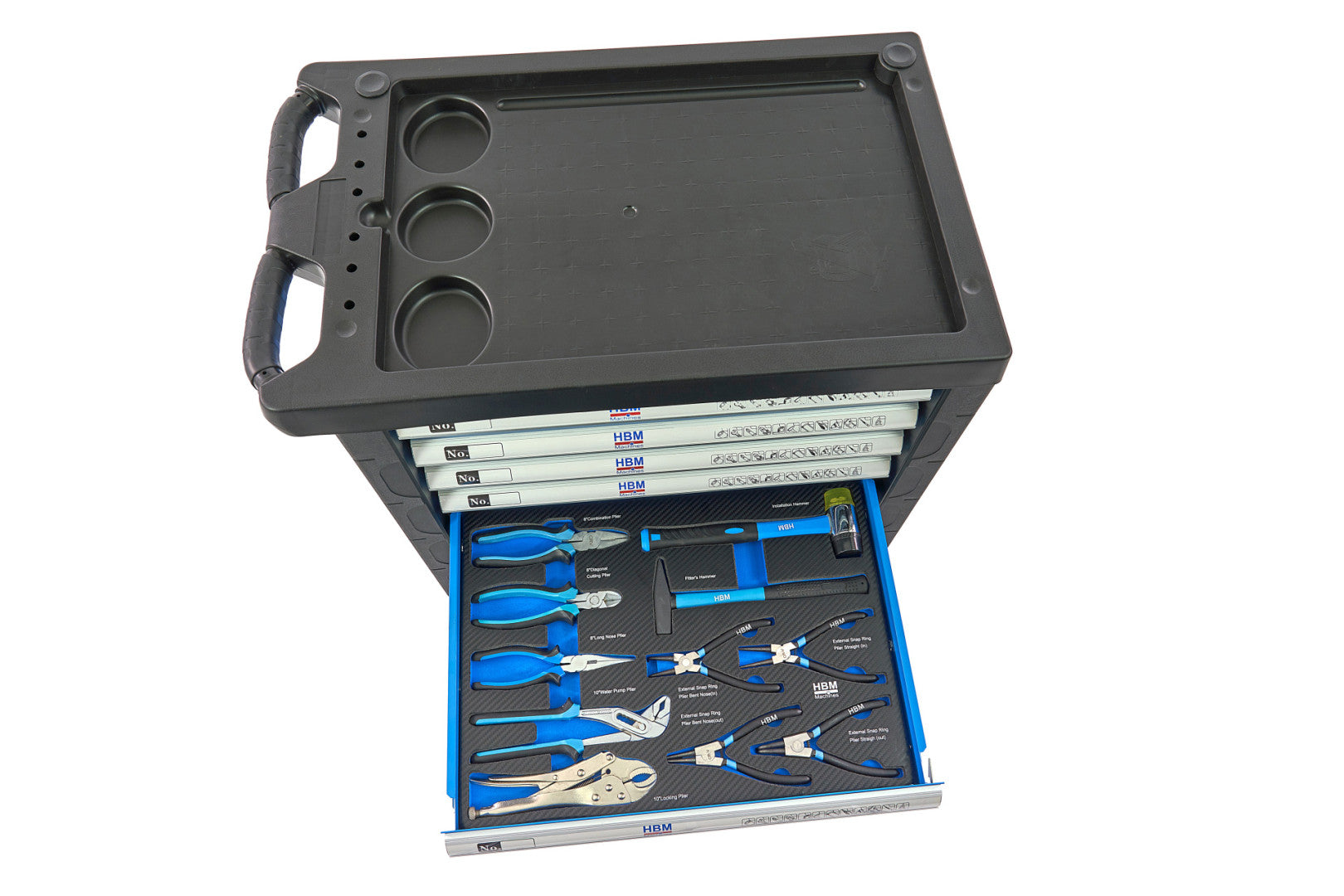 Profesionálna skrinka - dielenský vozík s náradím, so 7 zásuvkami, 196ks náradia, 5 vložiek - premium, HBM Holandsko