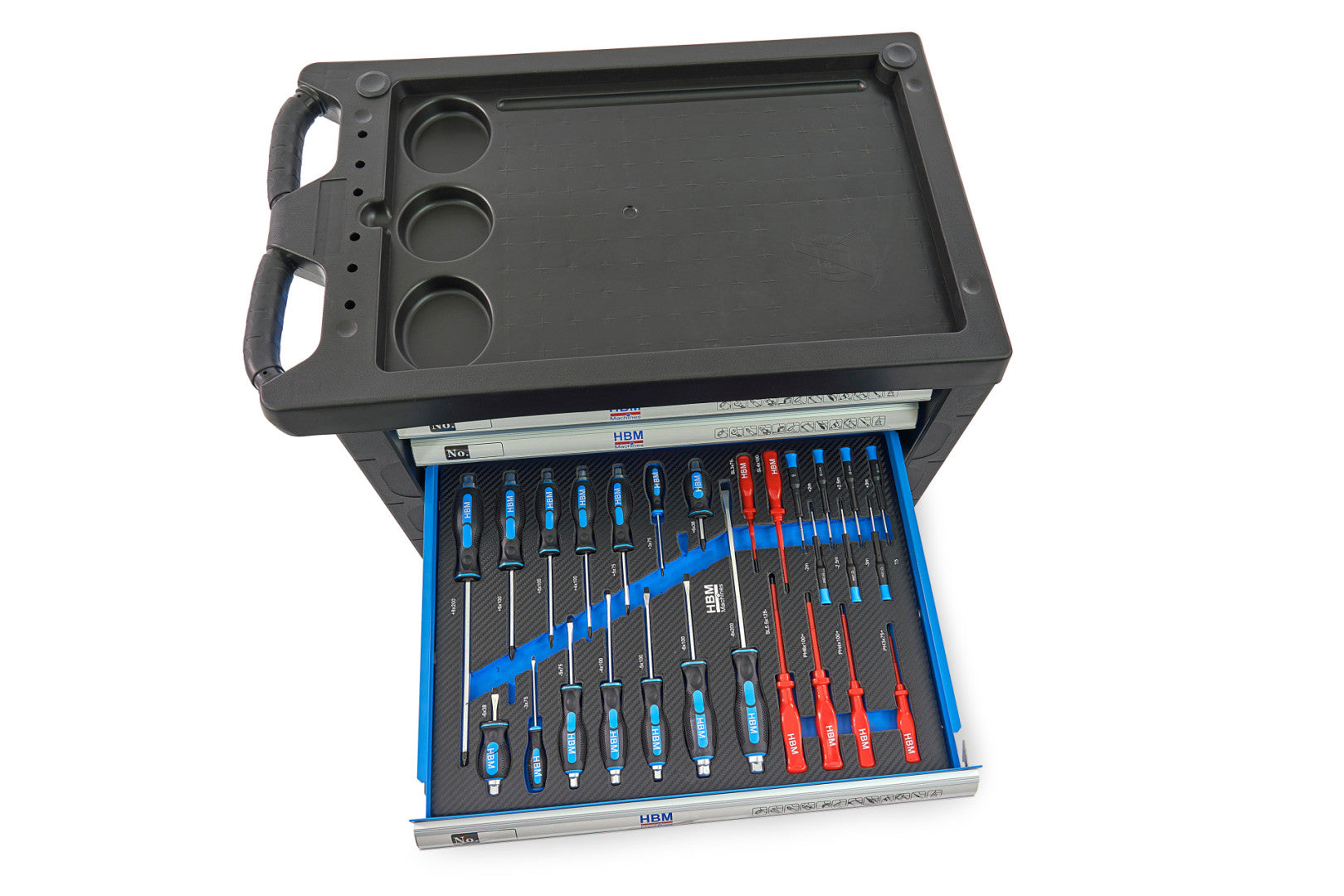 Profesionálna skrinka - dielenský vozík s náradím, so 7 zásuvkami, 196ks náradia, 5 vložiek - premium, HBM Holandsko