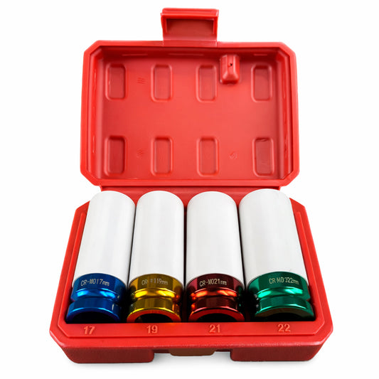 Sada nástrčných hlavíc - kľúčov pre zliatinové disky s ochrannou manžetou 1/2", 17 - 22mm, 4ks Gebo Tools