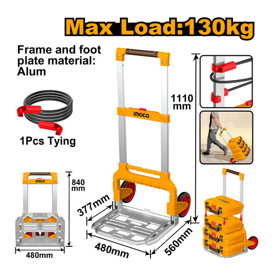 Skladací transportný vozík - rudla, 130kg, Ingco
