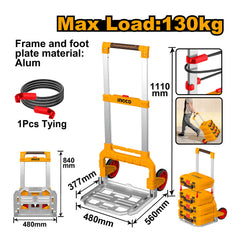 Skladací transportný vozík - rudla, 130kg, Ingco