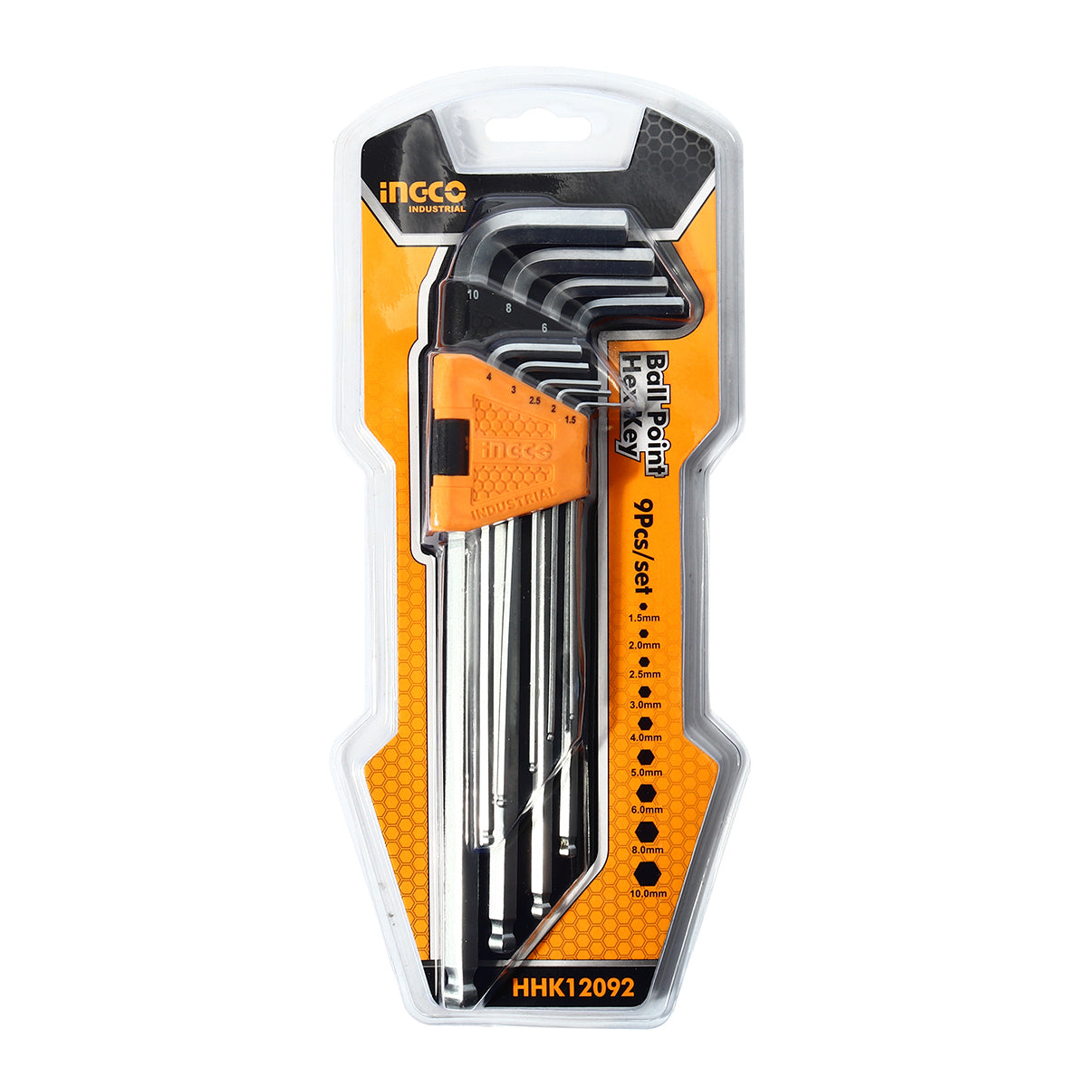 Sada imbus kľúčov typu l extra dlhé s guľou 1.5-10 mm ingco