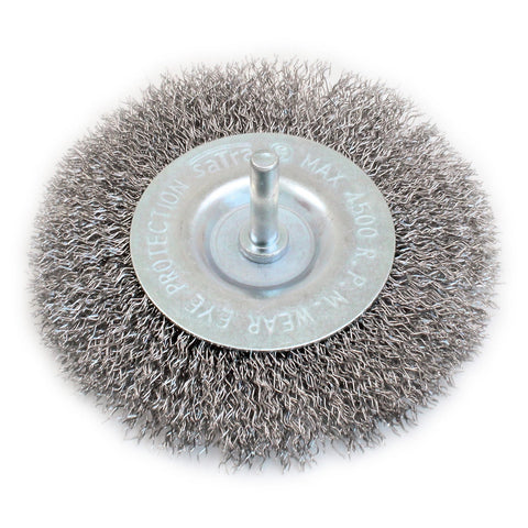 Oceľová drôtená kefa - kotúč so stopkou na vŕtačku 100 x 6mm