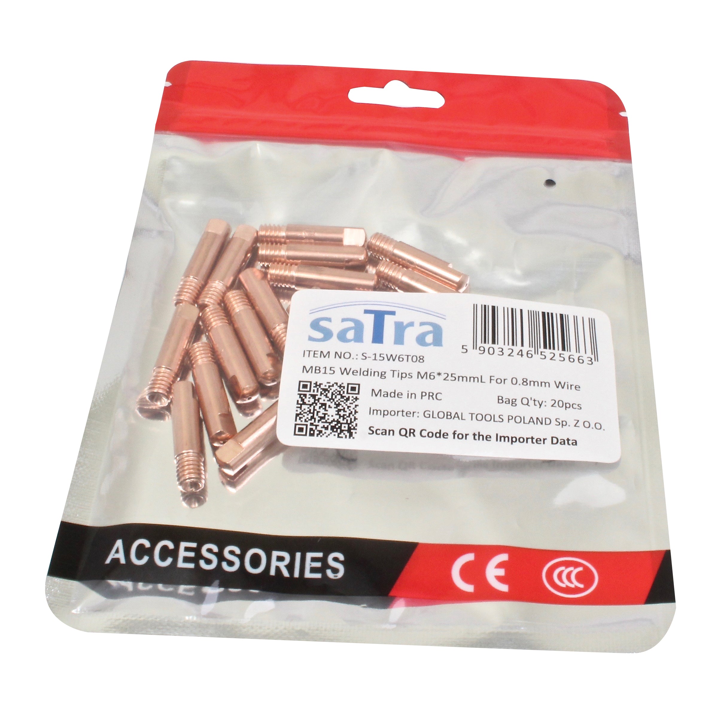 Sada kontaktných špičiek pre MIG/MAG zváranie M6 pre drôt 0,8mm, dĺžka 25mm, 20ks