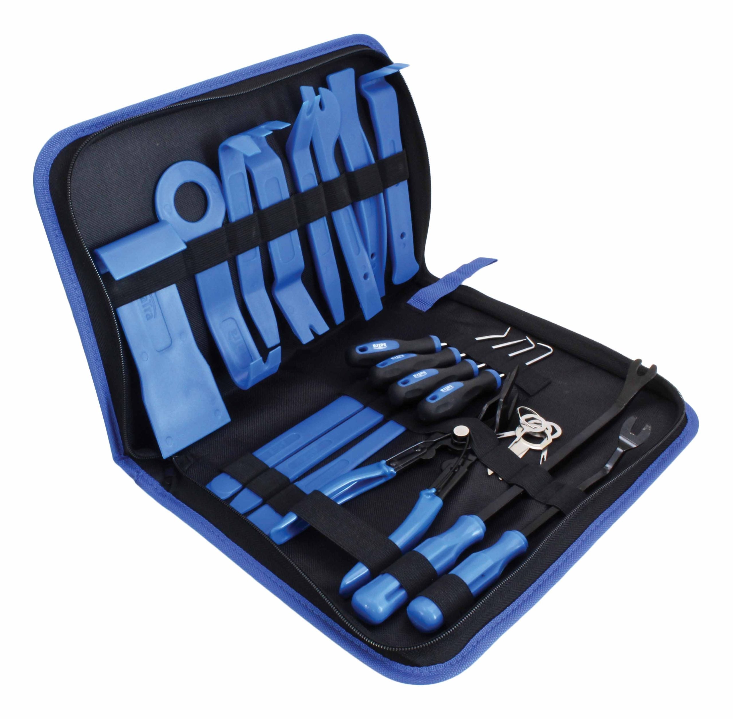 Súprava nástrojov na demontáž autorádia a čalúnenia, auto klipy 24ks