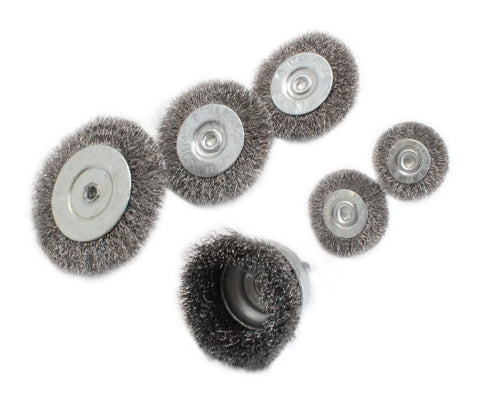 Sada 6 drôtených oceľových kefiek s tŕňom na vŕtačku