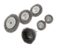 Sada 6 drôtených oceľových kefiek s tŕňom na vŕtačku