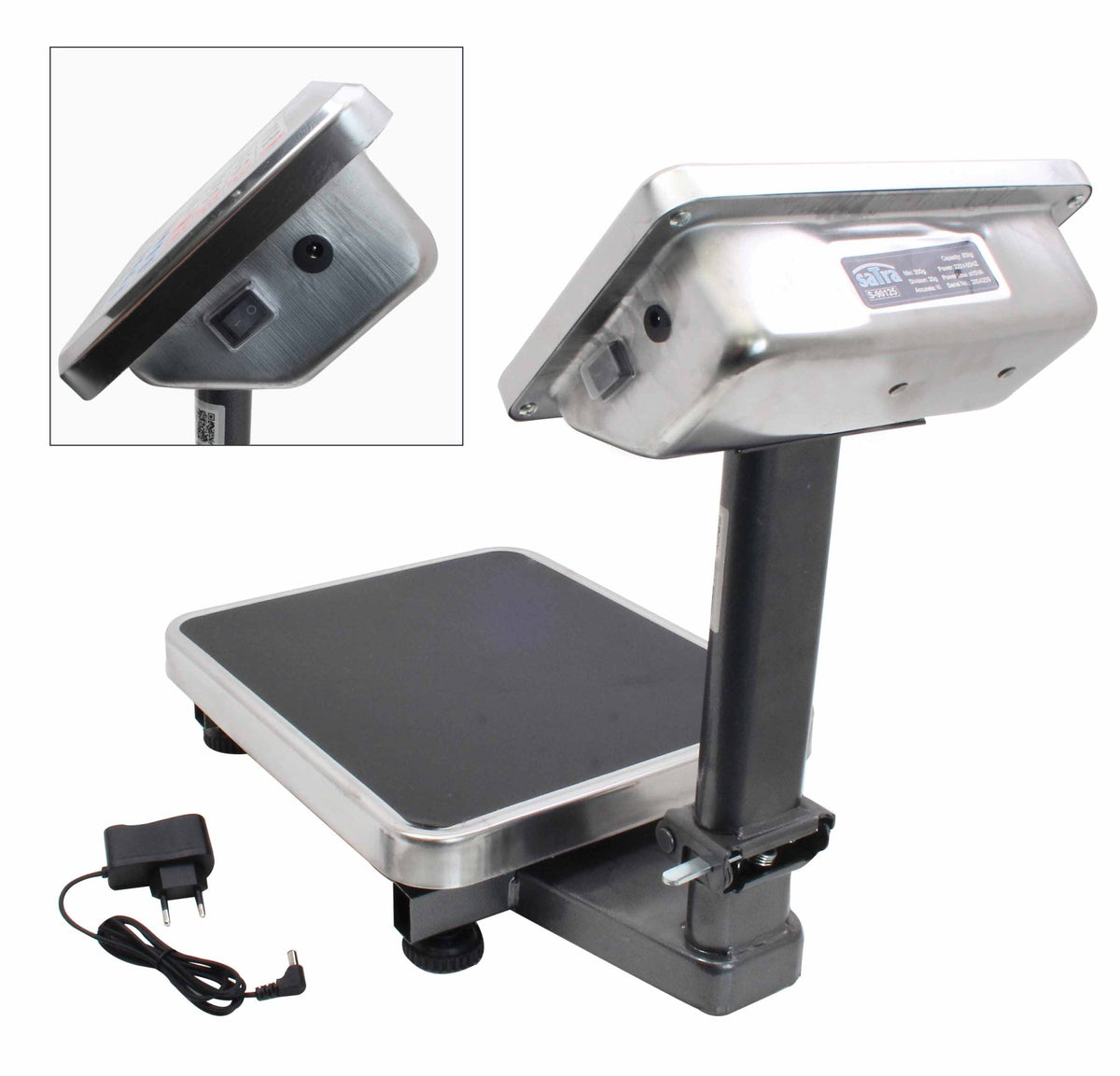 Digitálna plošinová váha, obchodná, s LCD displejom, skladacia, do 60kg Satra