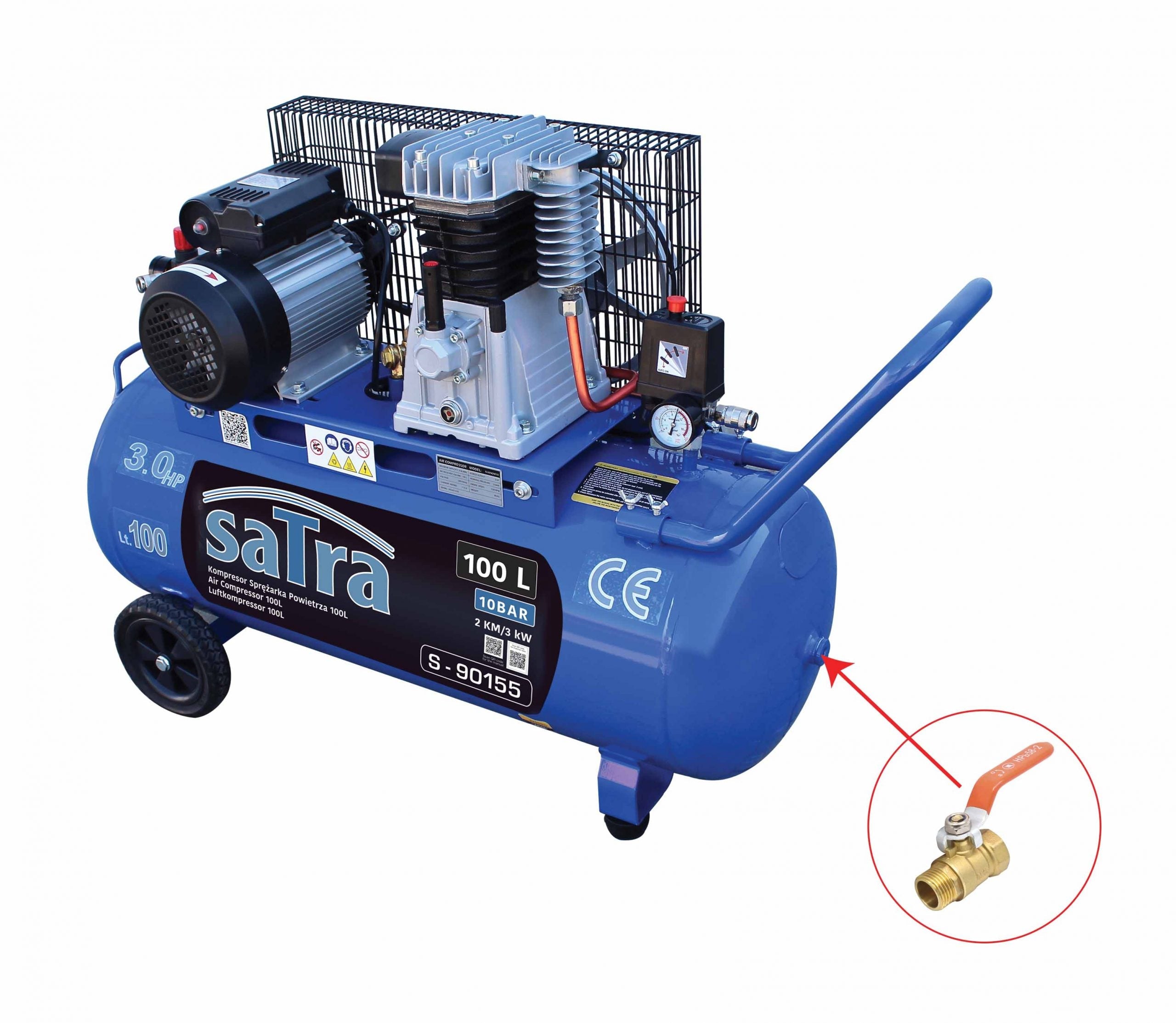 Vzduchový kompresor 100l 3hp 230V Satra