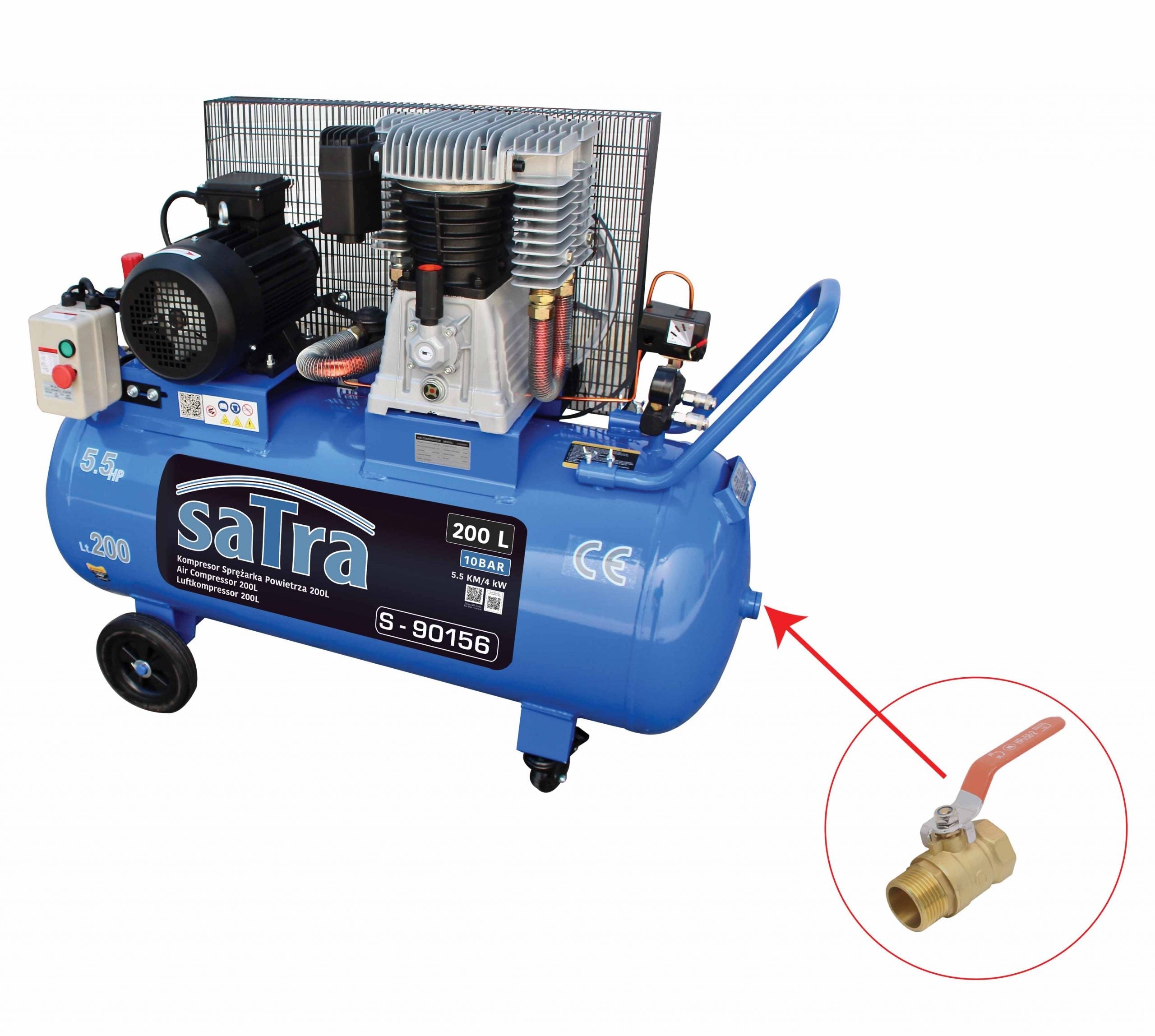 Vzduchový kompresor 200l 5,5hp 380V Satra