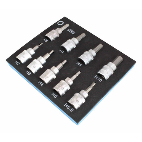 Penová vložka s nadstavcami imbus bity 3/8'' H2 - H10 9ks