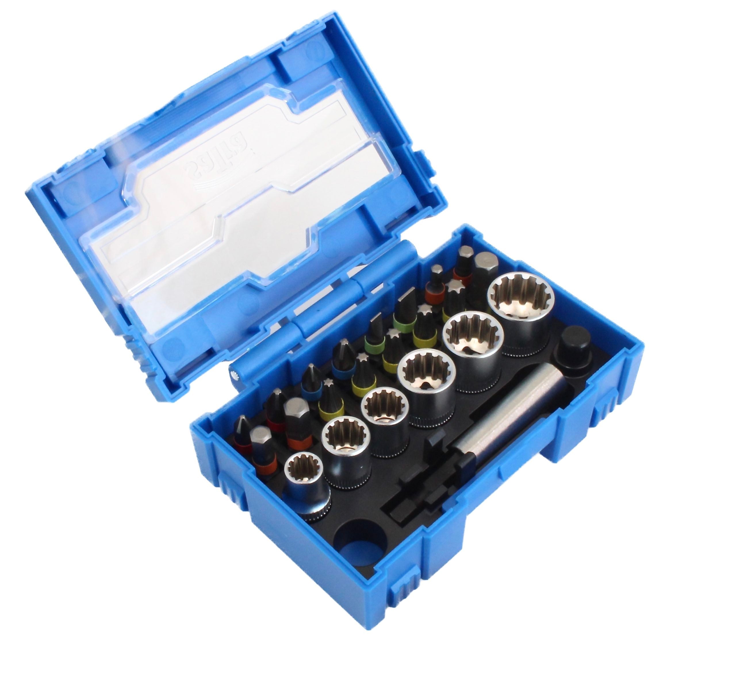 Súprava račňového kľúča 1/4 s nástrčkami vario plus a bitmi, 24 kusov