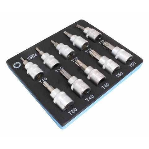 Penová vložka so súpravou torx bitov 3/8'' T10 - T55 dĺžka 50mm