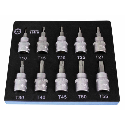 Penová vložka so súpravou torx bitov s dierou 3/8'' T10 - T55 dĺžka 50mm