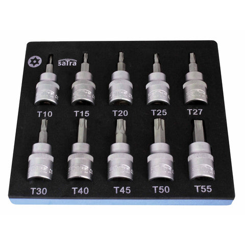 Penová vložka so súpravou torx bitov s dierou 3/8'' T10 - T55 dĺžka 50mm