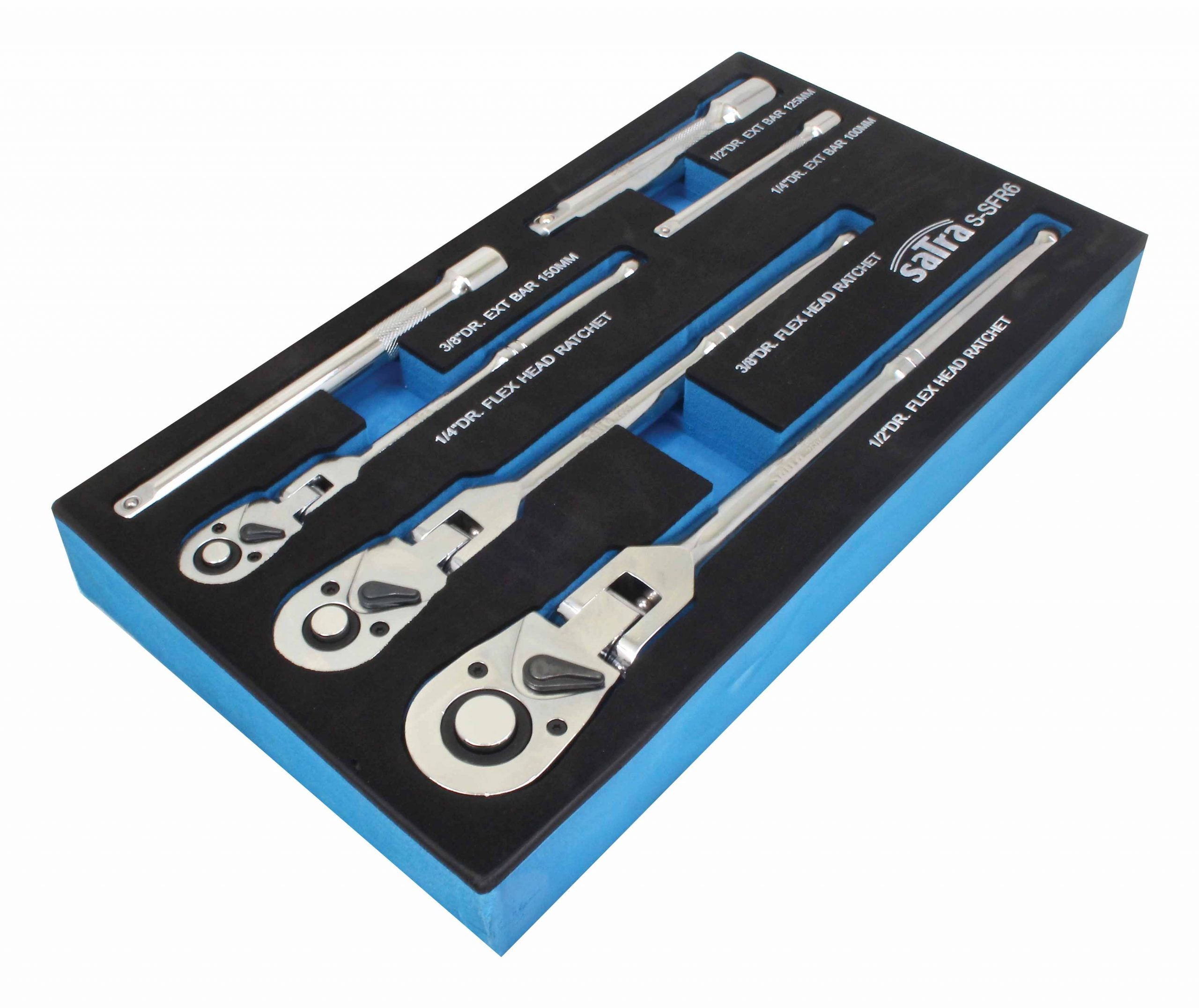 Kĺbové račne, sada 6ks, 1/4" – 3/8" – 1/2", s predĺženiami