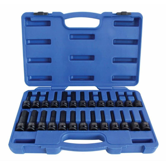 Sada rázových nástrčných hlavíc s bitom - kľúčov, Imbus, Torx, XZN, Spline, 1/2'', 26ks