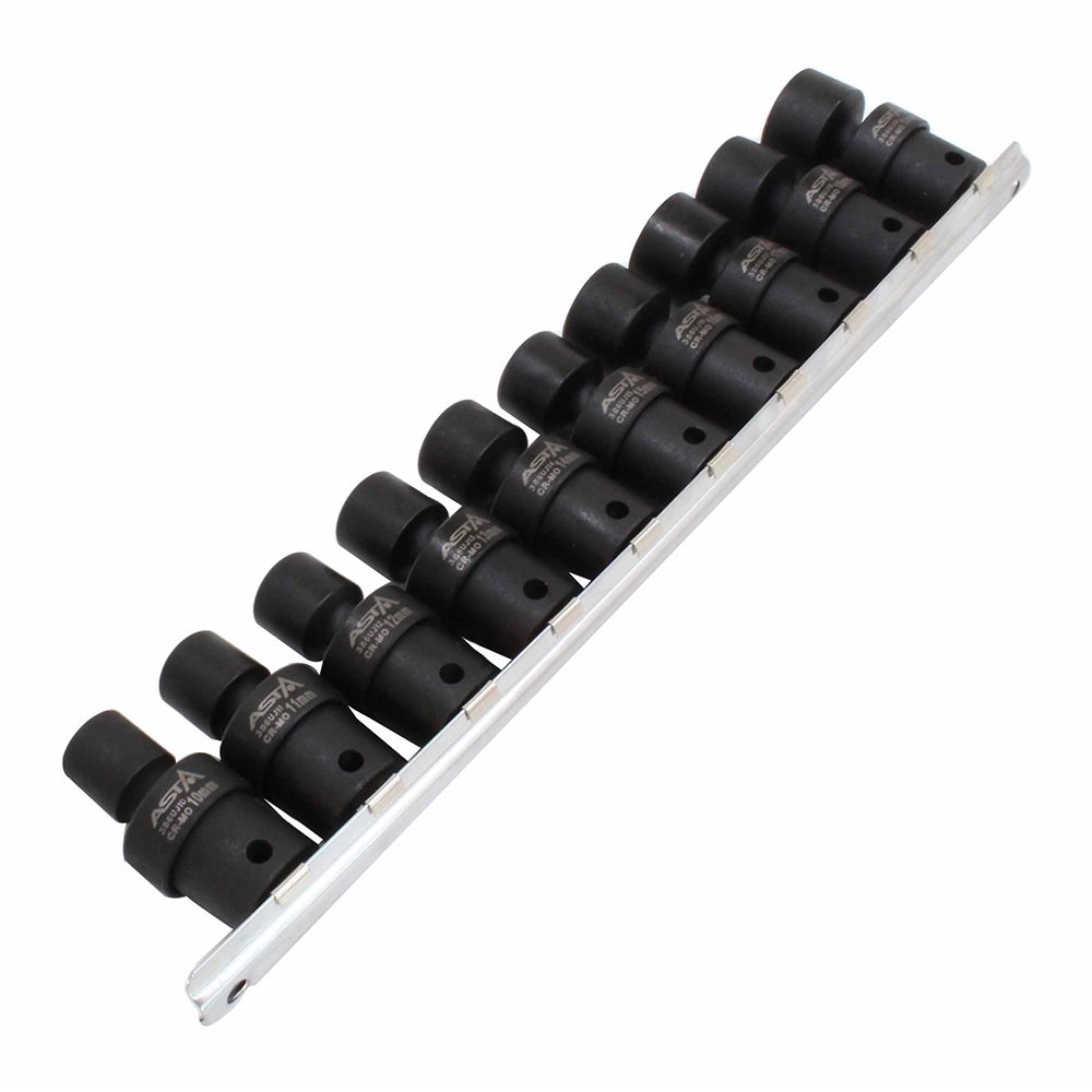 Sada 10 rázových nástrčných kľúčov 3/8, 10–19 mm s kardanovým kĺbom