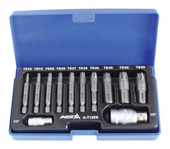 Sada vyťahovákov na opotrebované Torx skrutky 1/4'', 1/2'', 12ks