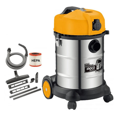 Priemyselný vysávač na mokré aj suché vysávanie 35l, 1400W Ingco