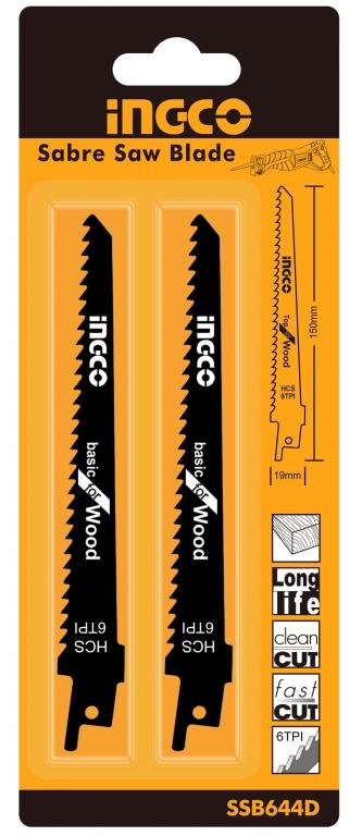 Sada 2 pílových listov na drevo pre priamočiaru pílu, 150mm, 6 TPI Ingco