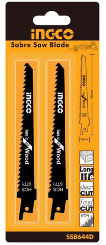 Sada 2 pílových listov na drevo pre priamočiaru pílu, 150mm, 6 TPI Ingco