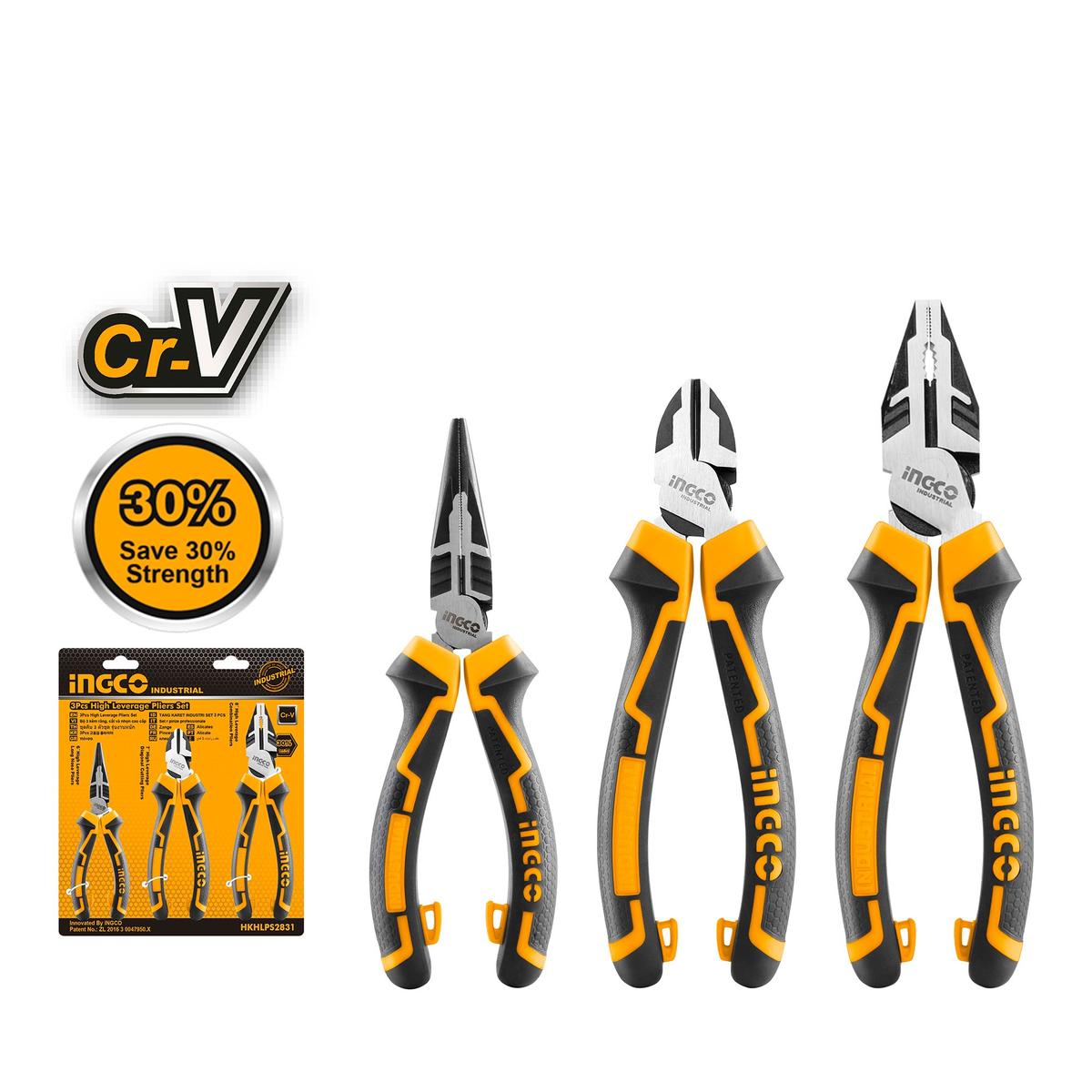 Sada 3 klieští typu kombinačky cr-v ingco