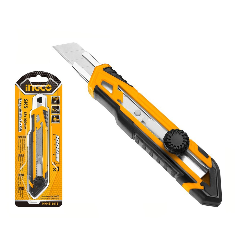 Orezávací odlamovací nožík s fixáciou čepele Ingco